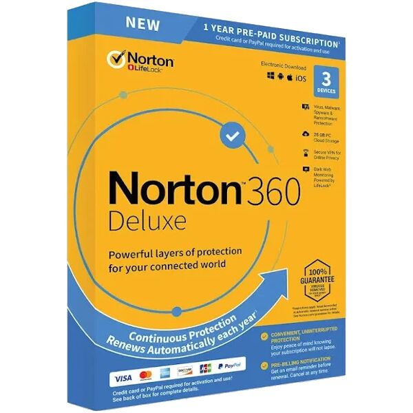 symantec norton 360 deluxe - 1 utente - 3 dispositivi - 1 anno