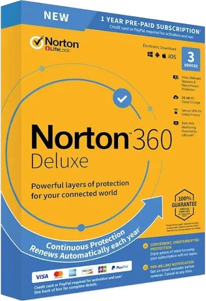 Symantec Norton 360 Deluxe - 1 Utente - 3 Dispositivi - 1 Anno