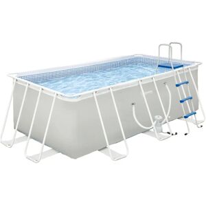 Vivagarden Piscina Fuori Terra Rettangolare con Pompa Filtro a Nanosfere e Scaletta Incluse 440x240x122cm Grigia