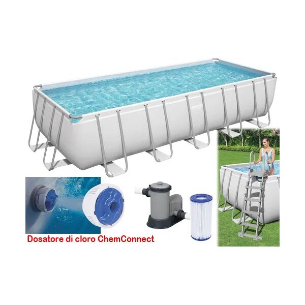 bestway piscina fuori terra con telaio portante piscina esterna da giardino rettangolare 640x274x132 cm con pompa filtrante - 5611z