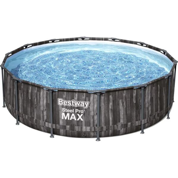 bestway piscina fuori terra rigida da giardino piscina esterna rotonda ø 427x107 cm pompa filtro effetto legno - 5614z