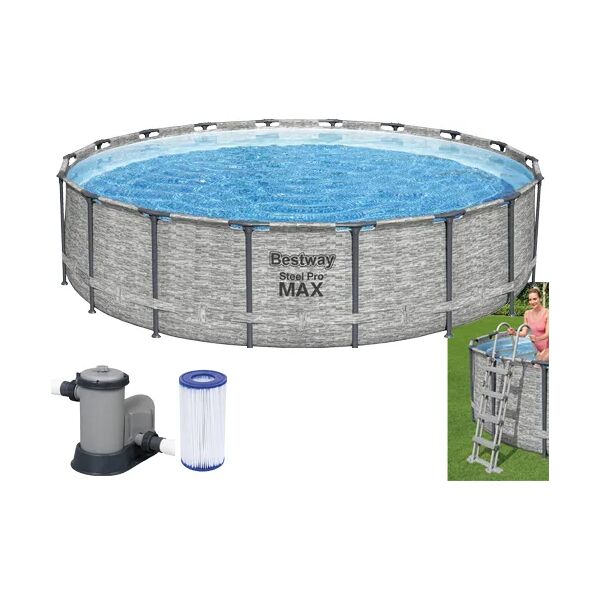bestway piscina fuori terra con telaio portante piscina esterna da giardino rotonda ø 549x122 cm con pompa filtrante - 5618y