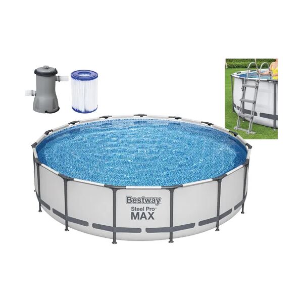 bestway piscina fuori terra con telaio portante piscina esterna da giardino rotonda ø 451x107 cm con pompa filtrante - 56488