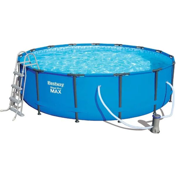 bestway piscina fuori terra con telaio portante piscina esterna da giardino rotonda Ø 457x107h cm con pompa filtro da 3.028 l/h - 56488 steel pro max