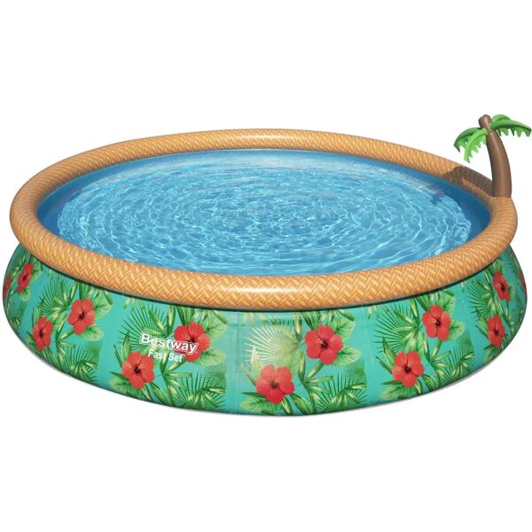 bestway piscina fuori terra autoportante piscina da giardino in pvc rotonda ø 457 cm - 57416 fast set paradise palms