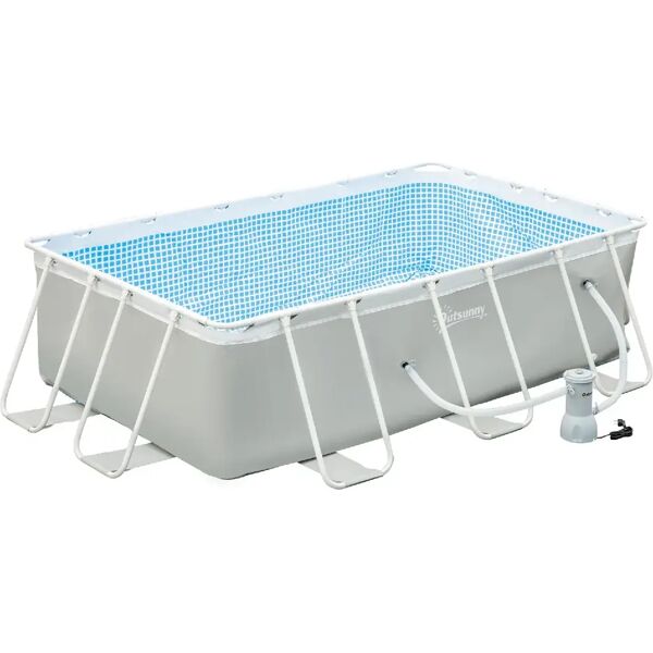 dechome piscina fuori terra da giardino con telaio autoportante rettangolare con pompa di filtraggio e telaio in acciaio 340x215x80cm grigia - 33848