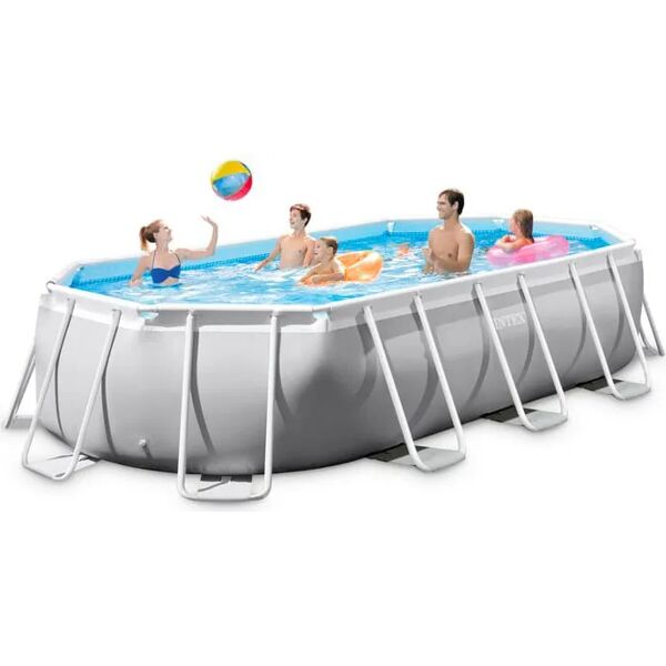 intex piscina fuori terra con telaio portante piscina esterna da giardino in pvc triplice strato ovale 610x305x122h cm con pompa filtro 5.678 lt/h - 26798 frame prisma