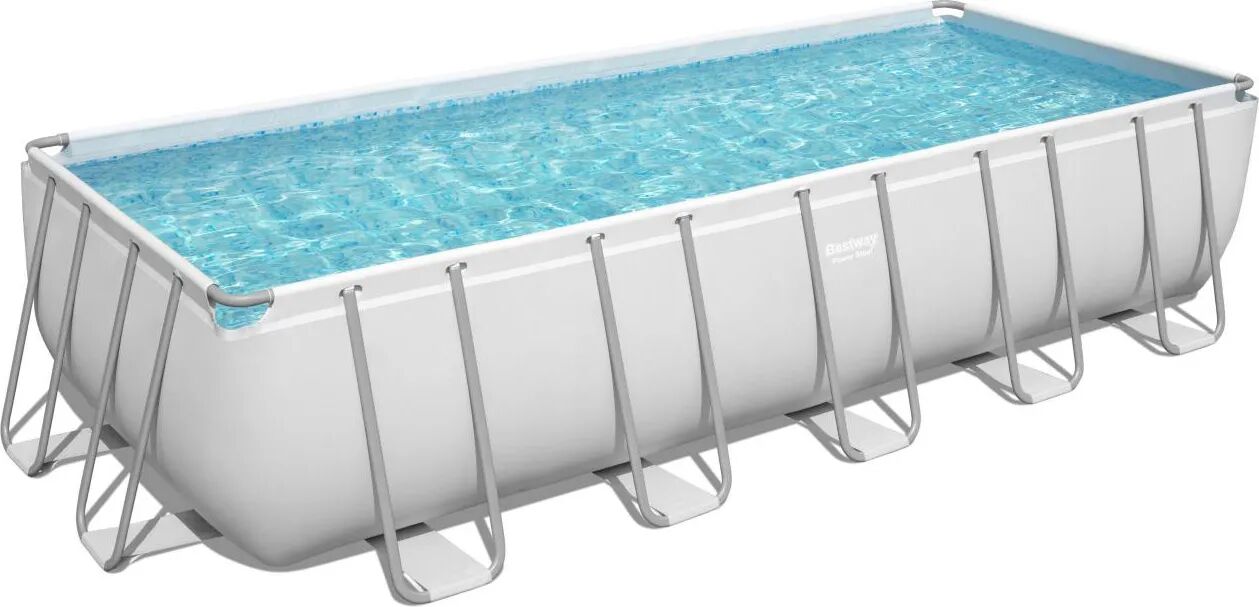 bestway piscina fuori terra con telaio portante piscina esterna da giardino in pvc rettangolare 640x274 cm con pompa filtrante - 56128 power steel