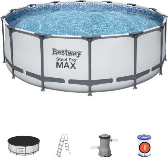 bestway piscina fuori terra con telaio portante piscina esterna da giardino in duraplus rotonda Ø 427x122h cm con pompa filtro da 3.028 l/h - 5612x steel pro max