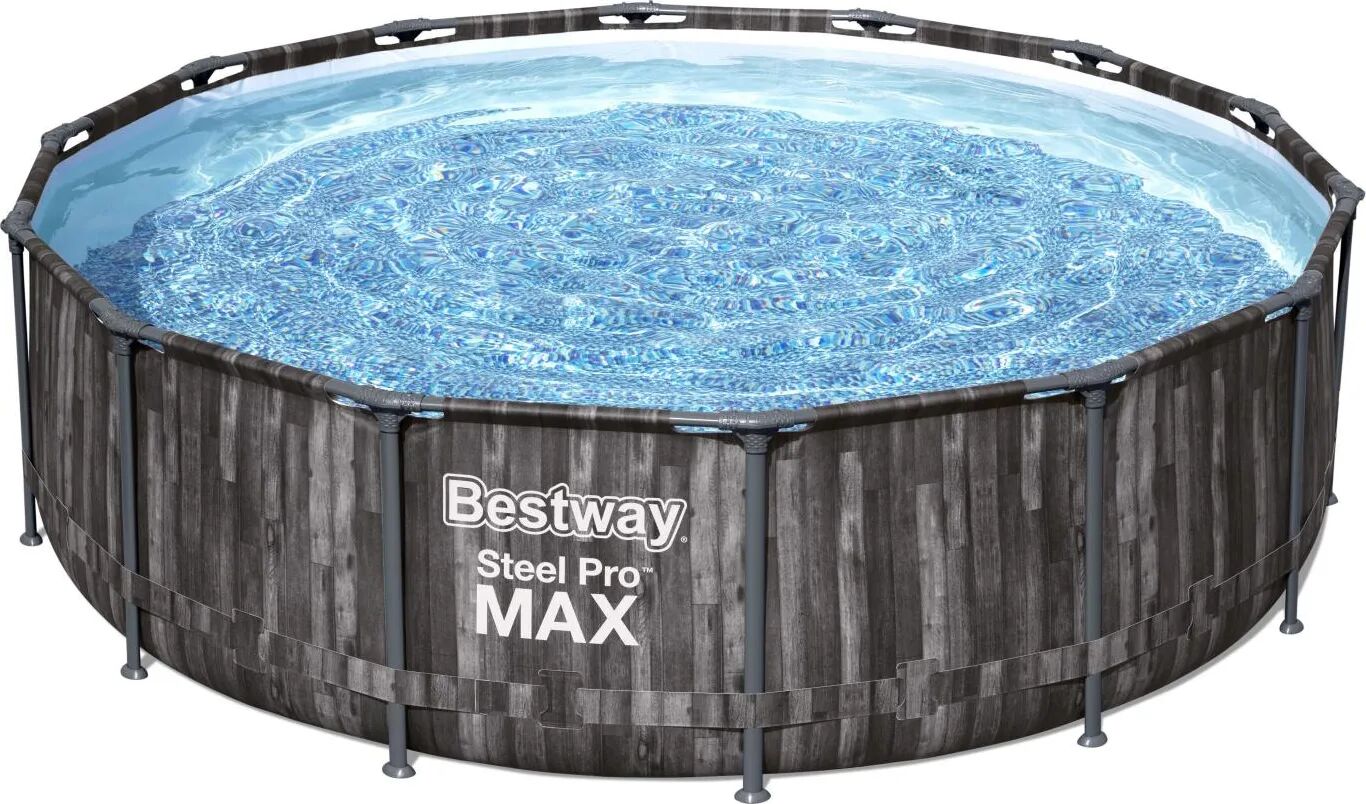 bestway piscina fuori terra rigida da giardino piscina esterna rotonda ø 427x107 cm pompa filtro effetto legno - 5614z