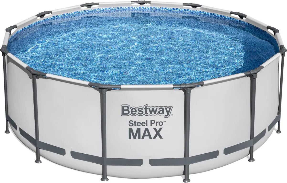 bestway piscina fuori terra con telaio portante piscina esterna da giardino in pvc triplice strato rotonda Ø 396x122h cm con pompa filtro da 12,690 lt/h - 5618w steel pro max