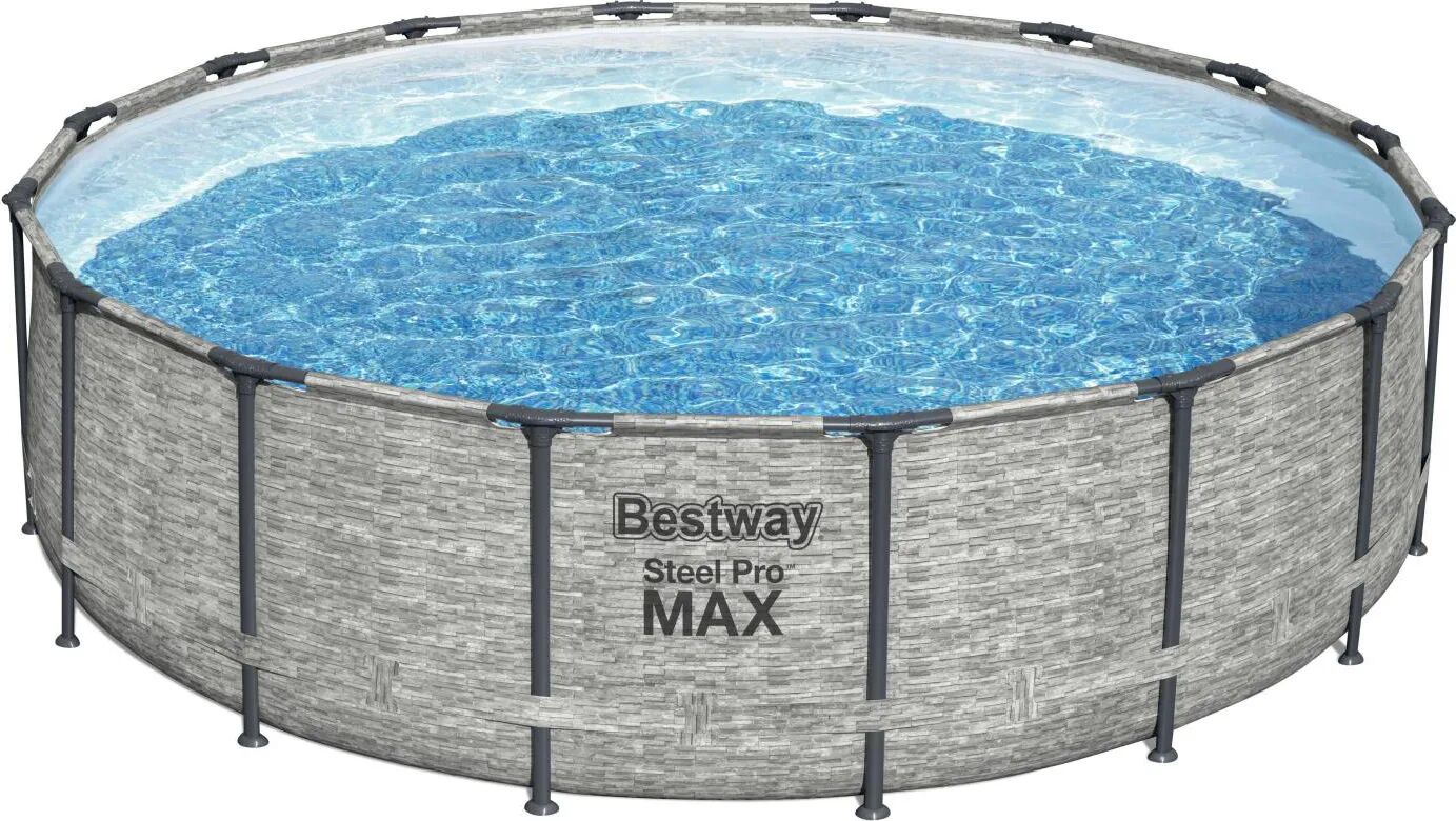 bestway piscina fuori terra con telaio portante piscina esterna da giardino in pvc triplice strato rotonda Ø 488x122h cm con pompa filtro da 19.480 lt/h - 5619e steel pro max