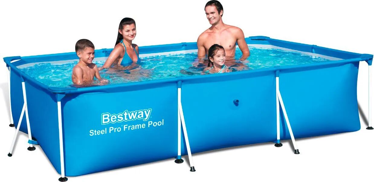 bestway piscina fuori terra con telaio portante piscina esterna da giardino in pvc triplice strato rettangolare 300x201x66h cm 3x2 - 56404 steel pro