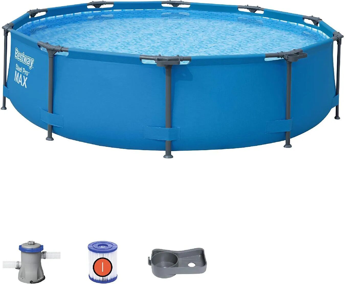 bestway piscina fuori terra con telaio portante piscina esterna da giardino in pvc triplice strato rotonda Ø 305x76h cm con pompa filtro da 1.249 lt/h - 56408 steel pro frame