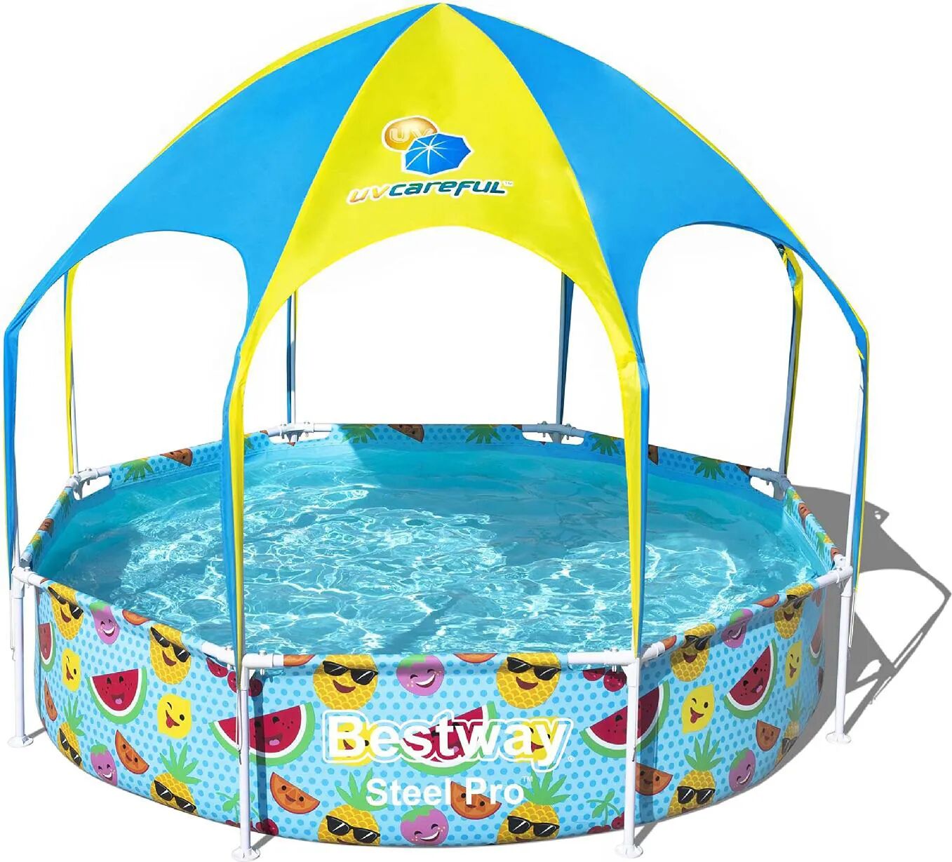 bestway piscina fuori terra con telaio portante piscina esterna da giardino in pvc triplice strato rotonda Ø 244x51h cm - 56432 splash in shade steel pro