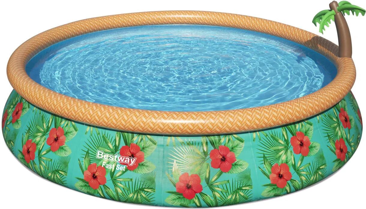 bestway piscina fuori terra autoportante piscina da giardino in pvc rotonda ø 457 cm - 57416 fast set paradise palms