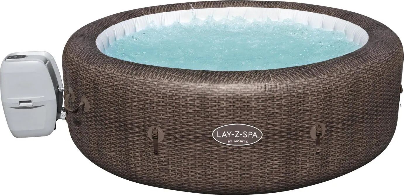 bestway piscina fuori terra idromassaggio gonfiabile da esterno spa 7 posti piscina per giardino in pvc Ø 216x71h cm effetto rattan - 60023 lay z spa st.moritz