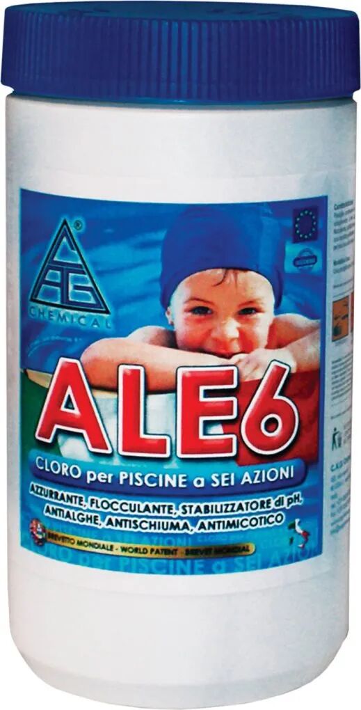 chemical cloro per piscine in pasticche pastiglie multifunzione antialghe flocculante antimicotico 200 gr confezione 5 kg - ale6