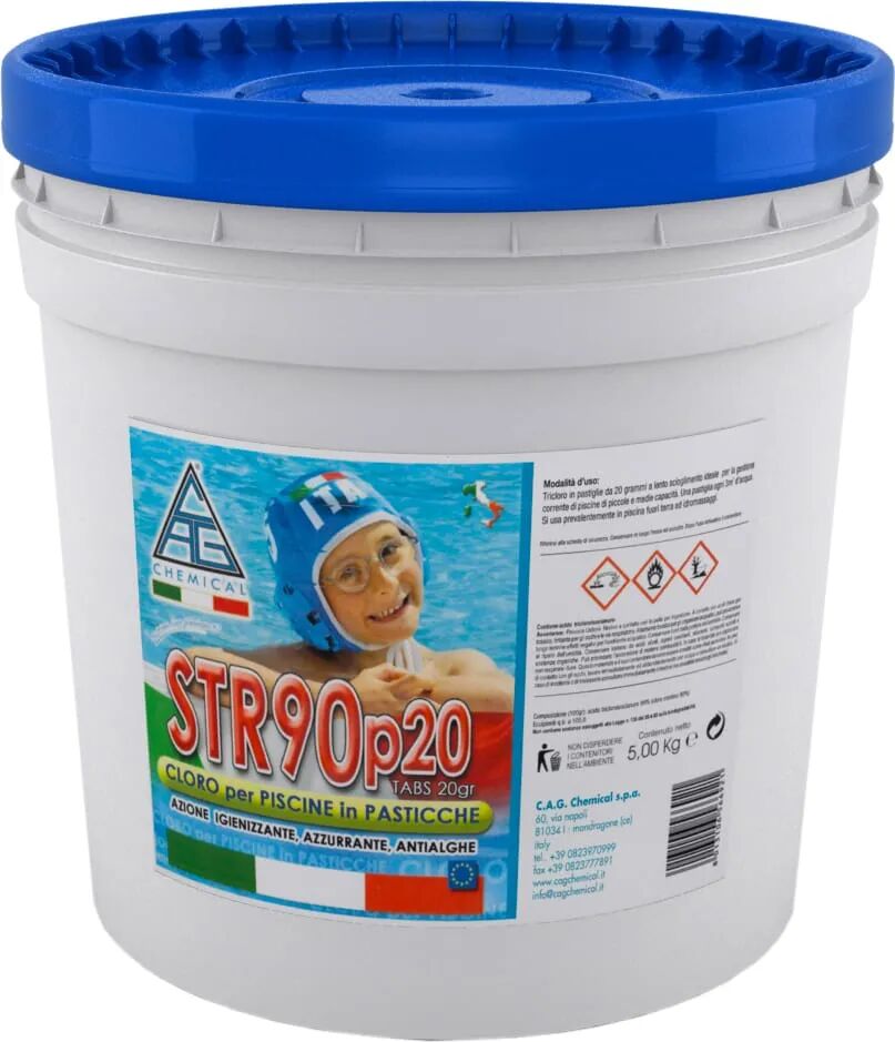 chemical pastiglie cloro piscine confezione da 5 kg - str90 p20/5