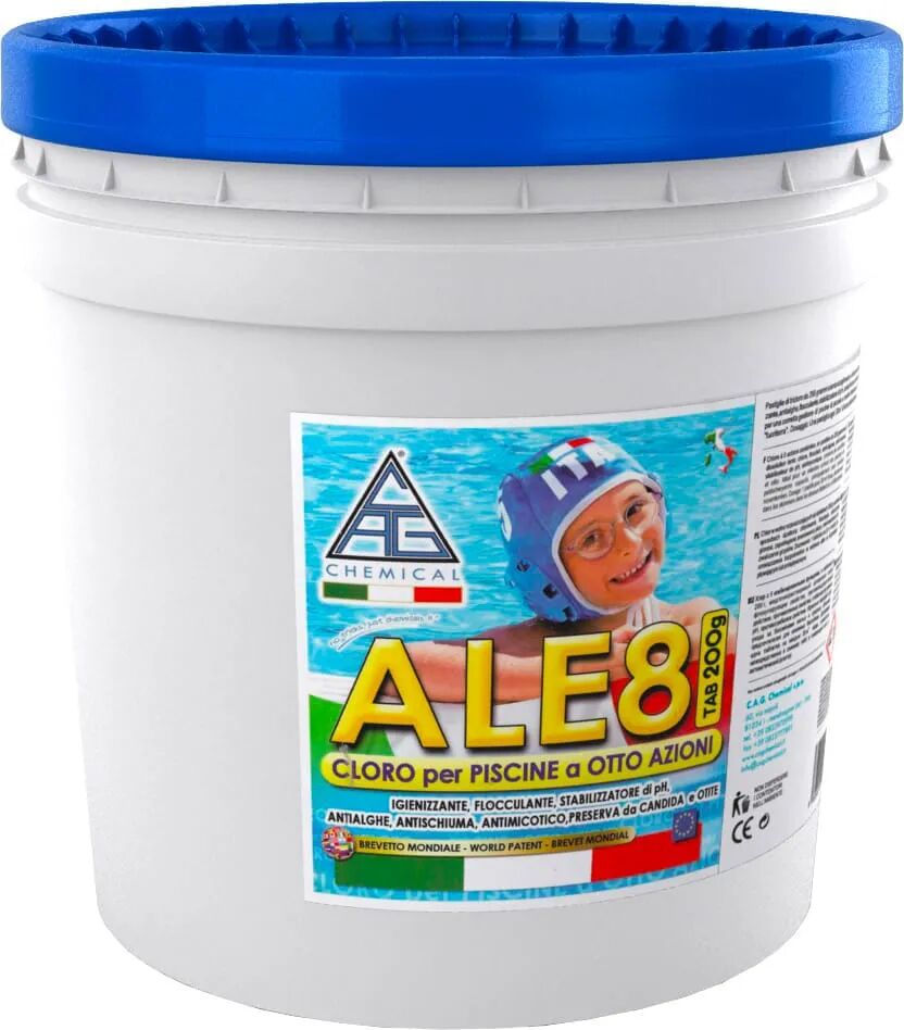 cag chemical cloro 8 funzioni per piscina pastiglie da gr 200 kg.5 - ale8p200