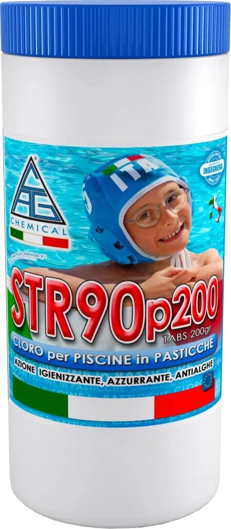 cag chemical cloro per piscine in pastiglie da gr 200 kg.1 pezzi 25 - str90p200