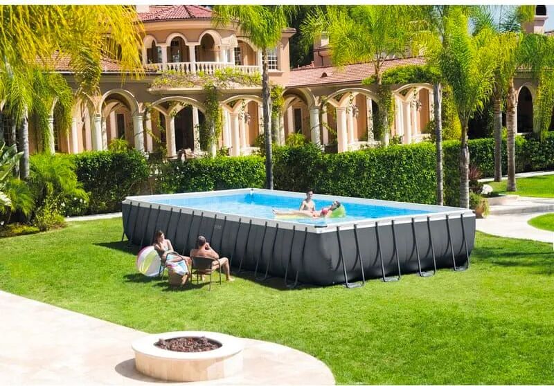 intex piscina fuori terra con telaio portante piscina esterna da giardino in pvc triplice strato rettangolare 975x488x132h cm con pompa a sabbia da 10.500 lt/h - 26374 ultra xtr frame