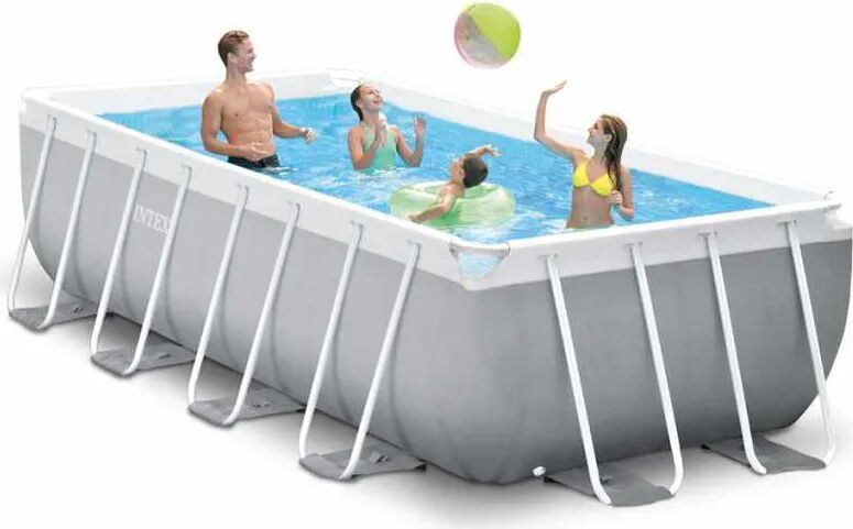 intex piscina fuori terra con telaio portante piscina esterna da giardino rettangolare 400x200x h100 con pompa filtro - 26788 prisma frame