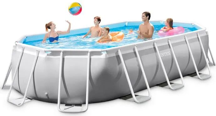 intex piscina fuori terra con telaio portante piscina esterna da giardino in pvc triplice strato ovale 610x305x122h cm con pompa filtro 5.678 lt/h - 26798 frame prisma