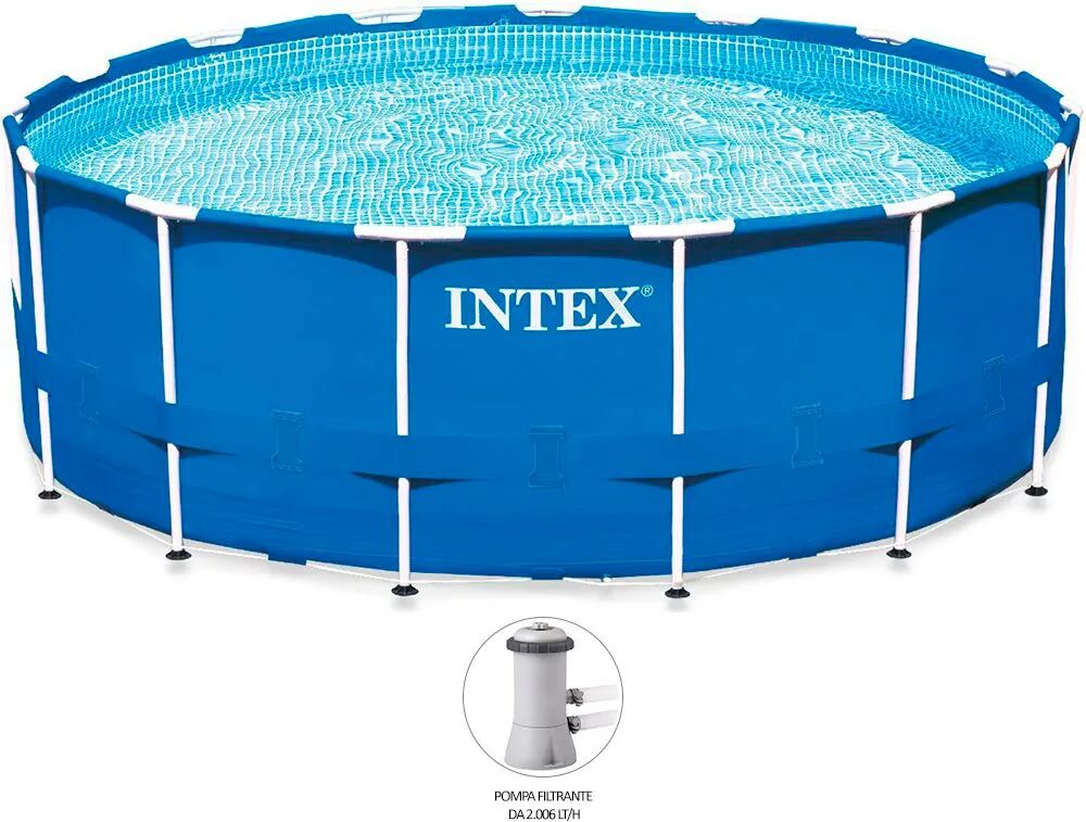 intex piscina fuori terra con telaio portante piscina esterna da giardino in pvc triplice strato rotonda Ø 366x76h cm con pompa filtro da 2.006 lt/h - 28212 frame