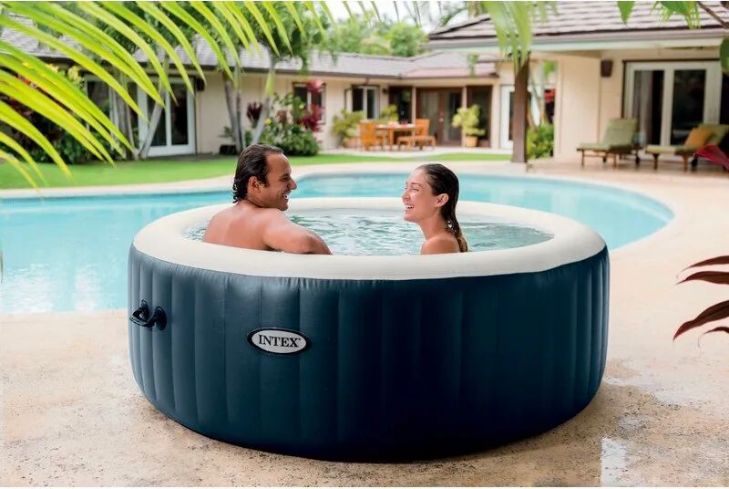 intex piscina fuori terra idromassaggio gonfiabile da esterno spa 4 posti piscina per giardino in pvc Ø 196x71h cm con pompa filtro da 1.741 lt/h - 28430 purespa plus bubble massage