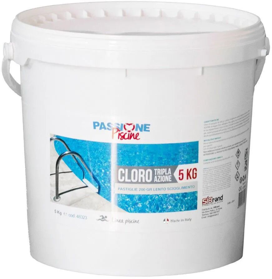 passione piscine cloro in pastiglie tripla azione 200 gr x 5 kg per piscina - pp48323