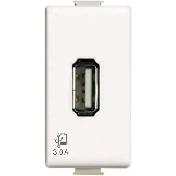 presa usb matix 5v 3a 15w compatibile bticino am4285 1 modulo, bianco