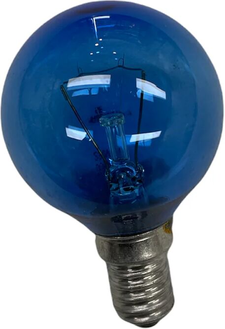 lampadina solare blu e14 40w incandescenza sfera vetro azzurrato