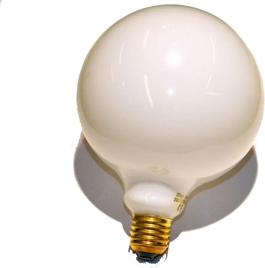 lampadina globo e27 150w 125mm incandescenza bianco latte luce calda