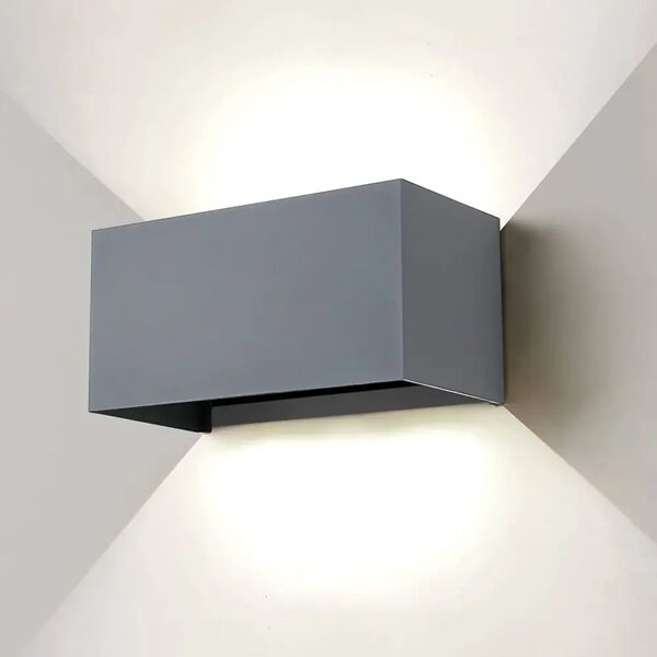 applique up down da parete led 18w doppio fascio regolabile ip65 esterno interno, colore grigio