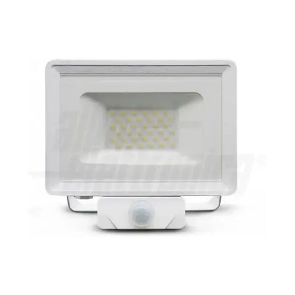 faro led esterno sensore movimento 20w pir luce naturale ip65 slim, colore bianco