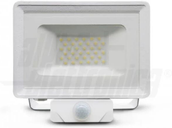 faro led esterno sensore movimento 20w pir luce naturale ip65 slim, colore bianco