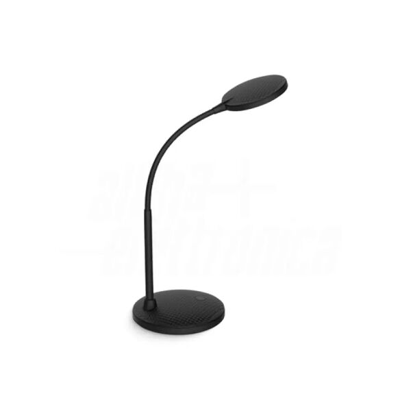 lampada da tavolo led con interruttore luce calda 5,5w snodabile, colore nera