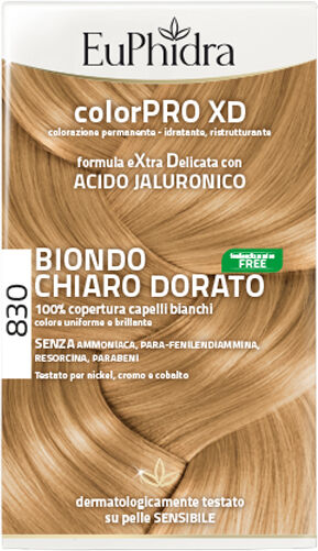 zeta farmaceutici spa euphidra colorpro xd 830 biondo chiaro dorato gel colorante capelli in flacone + attivante + balsamo + guanti