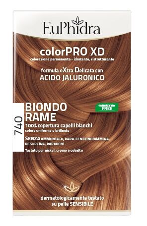 zeta farmaceutici spa euphidra colorpro xd 740 biondo rame gel colorante capelli in flacone + attivante + balsamo + guanti