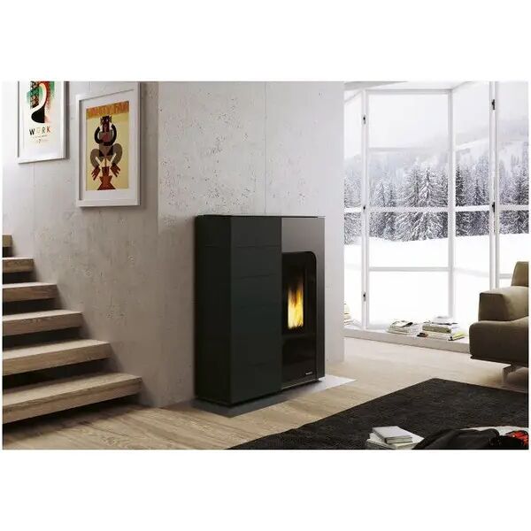 stufa a pellet salvaspazio palazzetti ecofire ginger 12 kw canalizzata installabile a filo muro