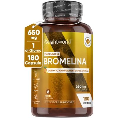 WeightWorld Bromelina ANANAS 2500 GDU 650mg 180 Capsule per Benessere Digestivo WeightWorld Bromelina ANANAS 2500 GDU 650mg 180 Capsule per Benessere Digestivo