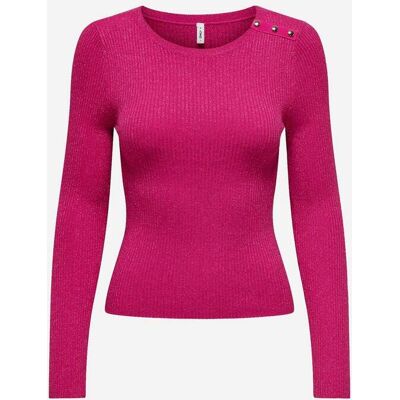 Only Mille Glitter Button W - Maglione - Donna - Fucsia M Only Mille Glitter Button W - Maglione - Donna - Fucsia M