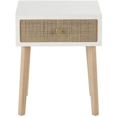 Maisons du Monde Comodino a 1 cassetto in legno di pino e rattan intrecciato 40x50x30cm Maisons du Monde Comodino a 1 cassetto in legno di pino e rattan intrecciato 40x50x30cm