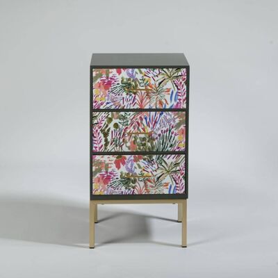 Maisons du Monde Mobiletto a 3 cassetti in ferro battuto con motivo vegetale multicolore 32x60x25cm Maisons du Monde Mobiletto a 3 cassetti in ferro battuto con motivo vegetale multicolore 32x60x25cm