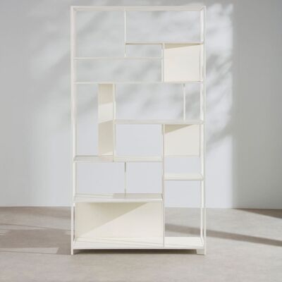 Maisons du Monde Scaffale asimmetrico in acciaio color crema lung. 107 cm 107x200x35cm Maisons du Monde Scaffale asimmetrico in acciaio color crema lung. 107 cm 107x200x35cm