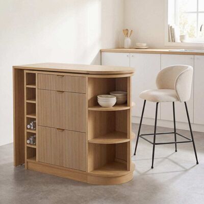Maisons du Monde Isola da cucina con 2 ripiani e 6 vani portabottiglie 101x90.3x56cm Maisons du Monde Isola da cucina con 2 ripiani e 6 vani portabottiglie 101x90.3x56cm
