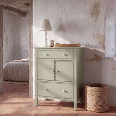 Maisons du Monde Cassettiera con 2 cassetti e 2 ante, verde salvia, lung. 75 cm 75x100x40cm Maisons du Monde Cassettiera con 2 cassetti e 2 ante, verde salvia, lung. 75 cm 75x100x40cm