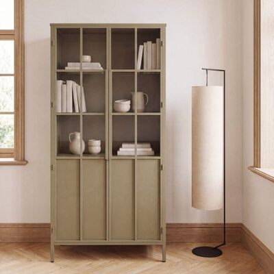 Maisons du Monde Credenza a 2 ante in vetro e acciaio verde salvia, lung. 90 cm 90x185x48cm Maisons du Monde Credenza a 2 ante in vetro e acciaio verde salvia, lung. 90 cm 90x185x48cm