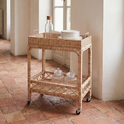 Maisons du Monde Carrello con ruote in rattan 56x71x36cm Maisons du Monde Carrello con ruote in rattan 56x71x36cm